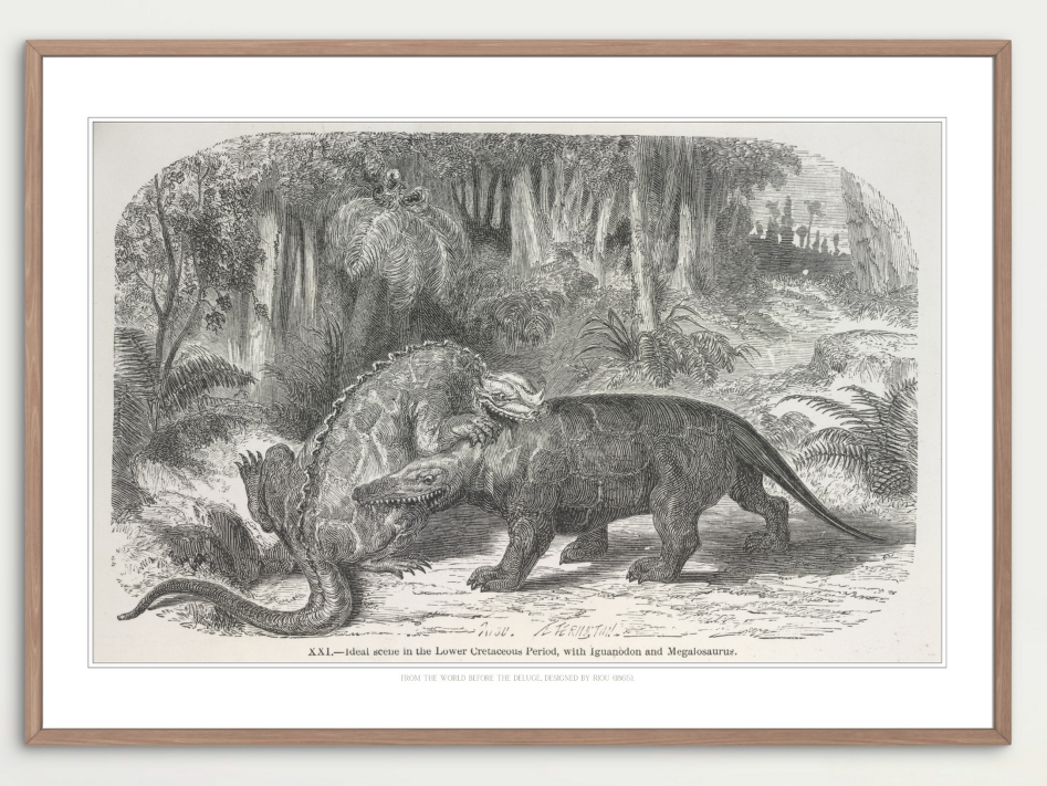 Iguanodon & Megalosaurus (Édouard Riou)