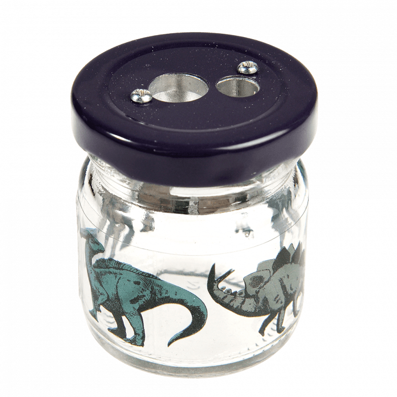 Glass jar pencil sharpener - Dinosaur