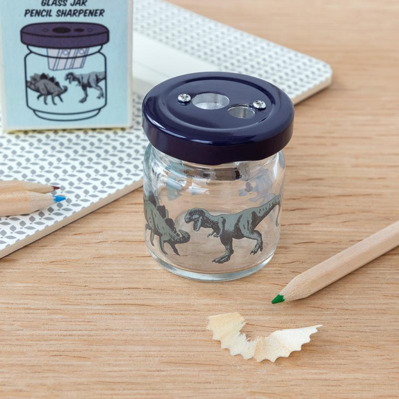 Glass jar pencil sharpener - Dinosaur