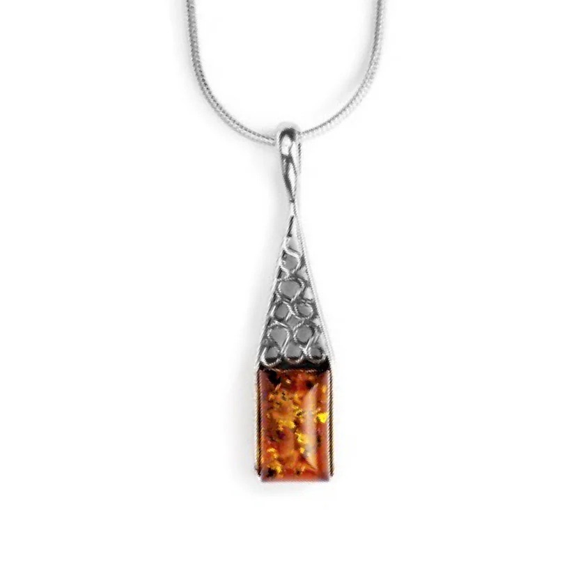 Elegant Baltic Amber Pendant (Sterling Silver)