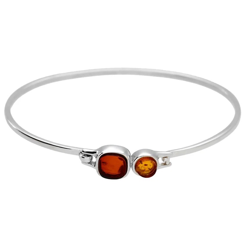 Baltic Amber Bangle (Sterling Silver)