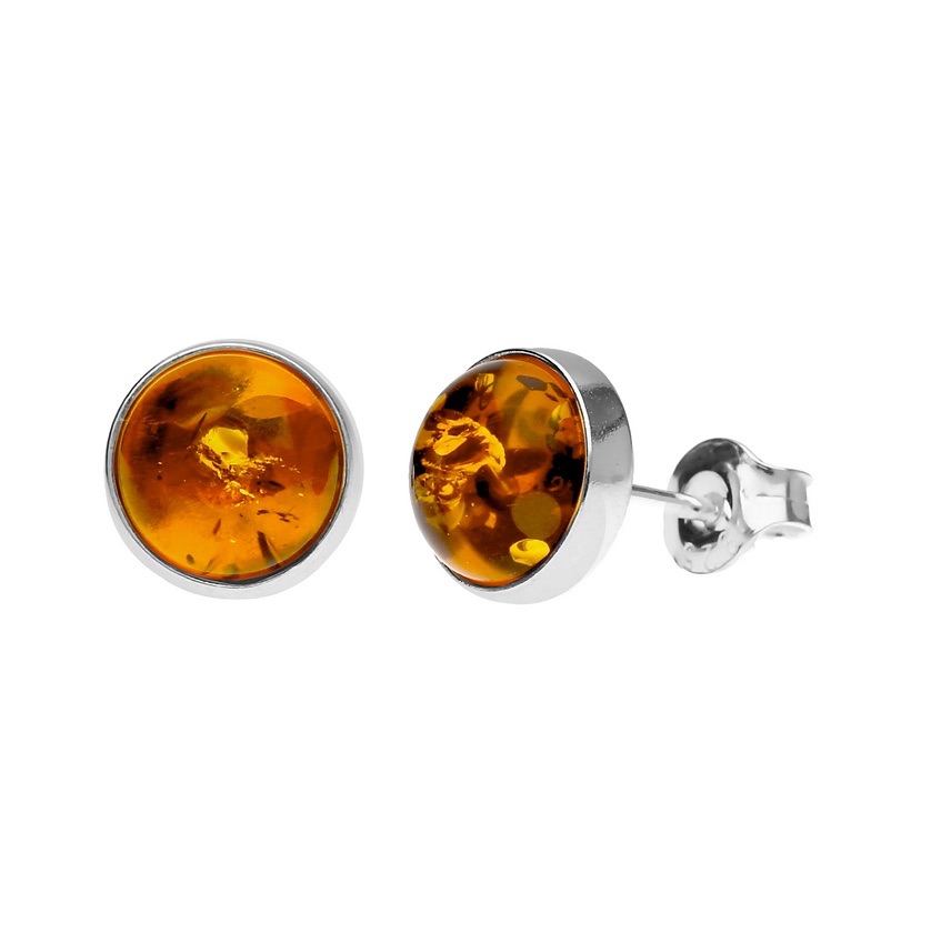 Baltic Amber Stud Earrings (Sterling Silver)