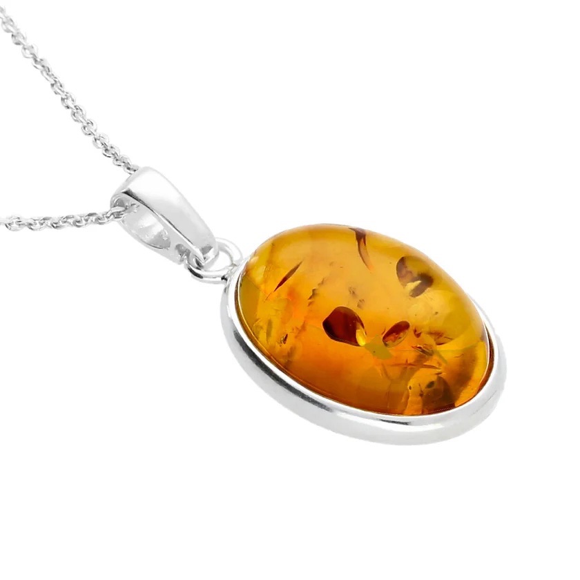 Elegant Baltic Amber Pendant (Sterling Silver)