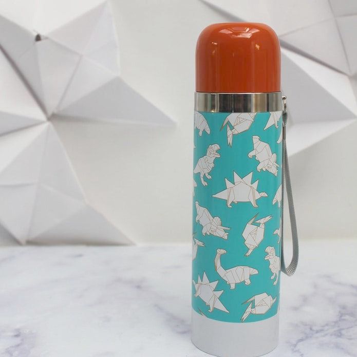 Origami Dinosaur Print Flask