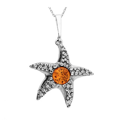 Elegant Baltic Amber Pendant (Sterling Silver)