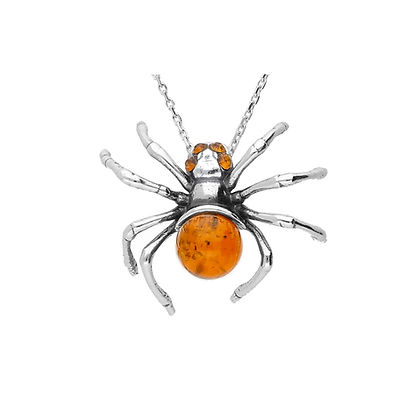Spider Baltic Amber Pendant (Sterling Silver)
