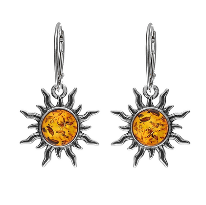 Drop Amber Sun Earrings (Sterling Silver)