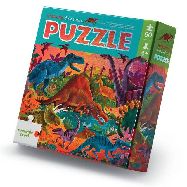 60-pc Puzzle Foil Puzzle/Dazzling Dinosaurs