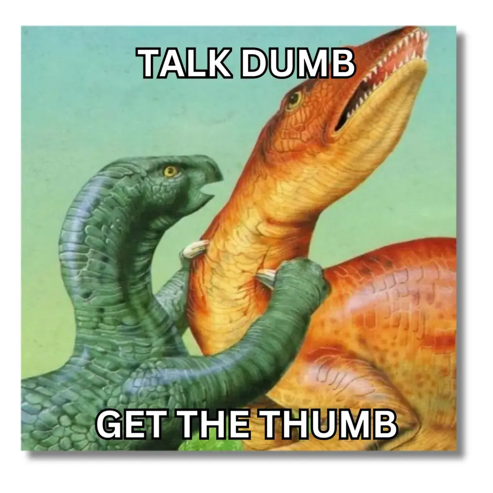 Magnet - "Talk dumb, get the thumb"