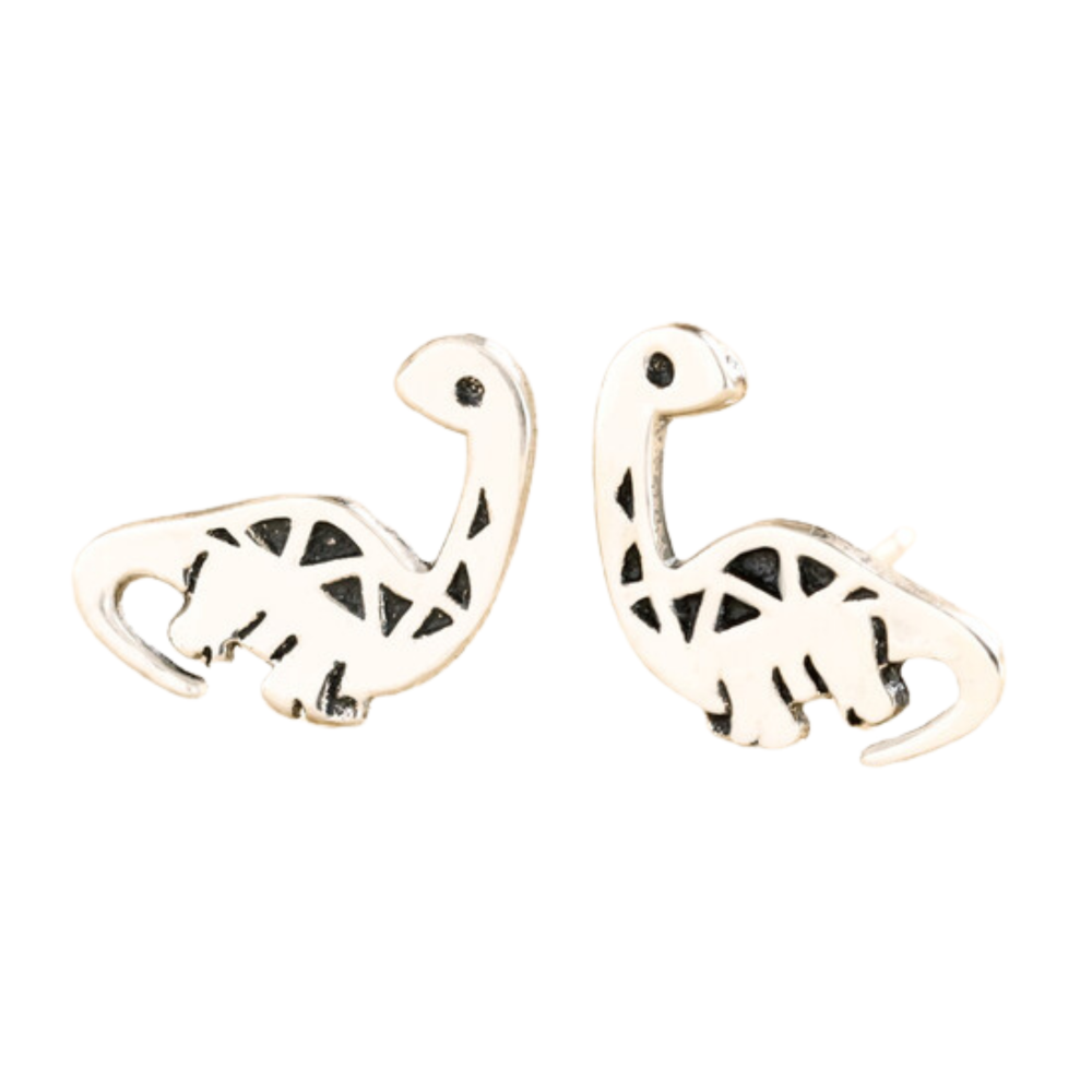 Diplodocus dinosaur Stud Earrings (Sterling Silver)