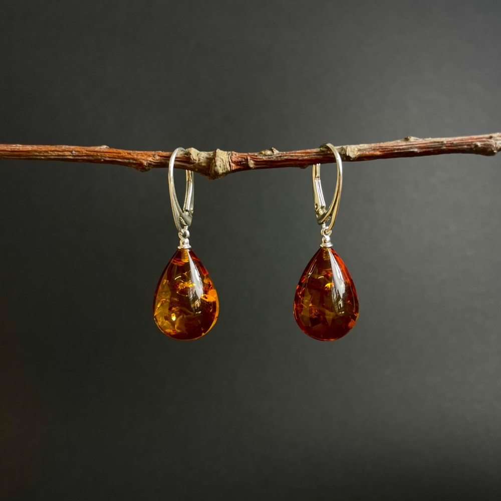 Baltic Amber Earrings (Sterling Silver)