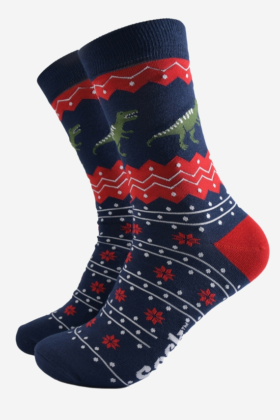 Men's Bamboo Socks - Navy Blue/Red | Size UK 7-11
