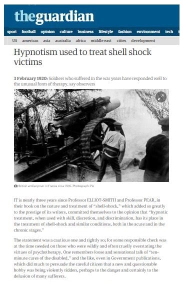 Hypnotism used to treat shell shock victims