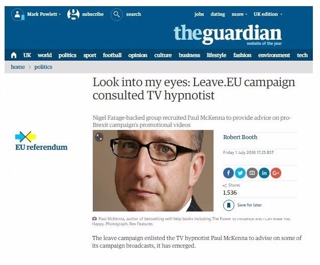 look into my eyes Paul McKenna uses hypnosis for leave campaign