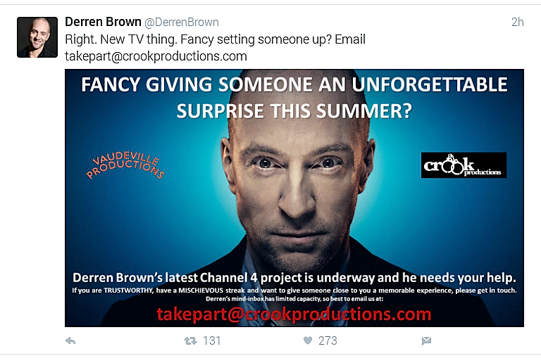 Derren Brown New TV Show looks for contestants