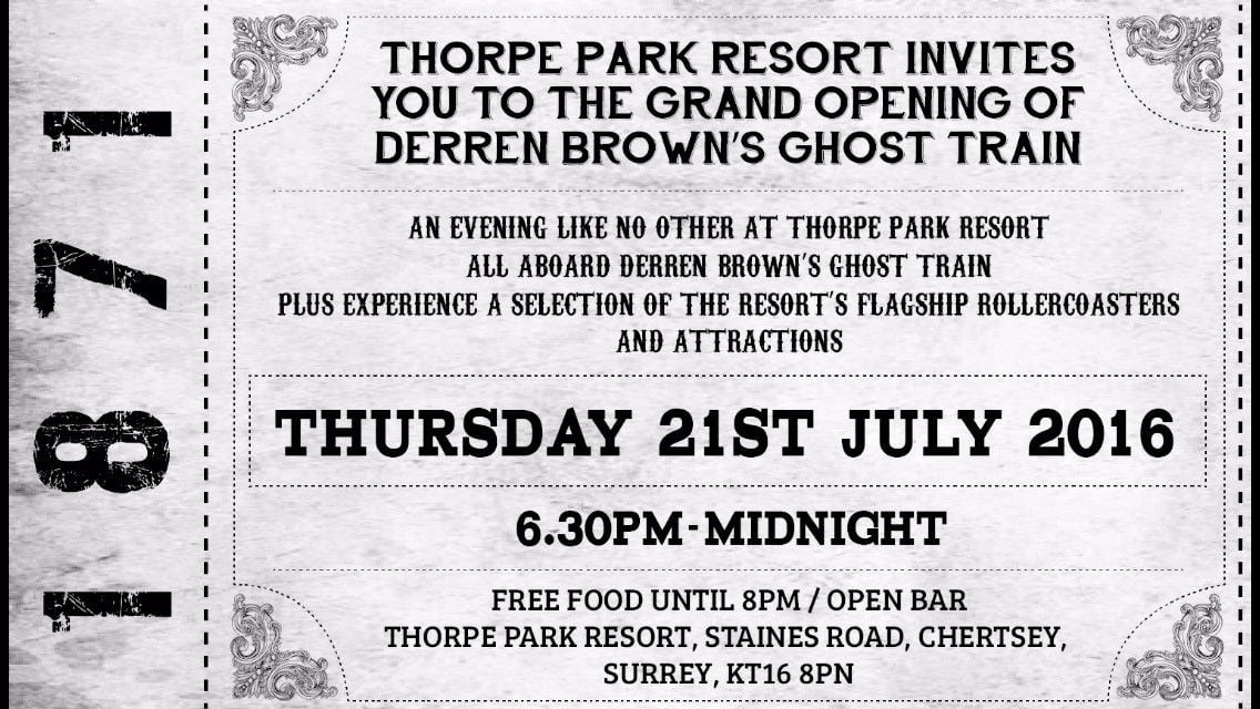 Thorpe Park Ghost Train Press Launch Ticket