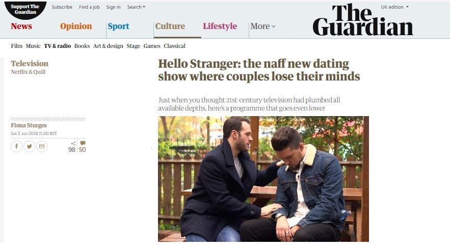 Hello Stranger Channel 4 Fake or Real.. Guardian Review