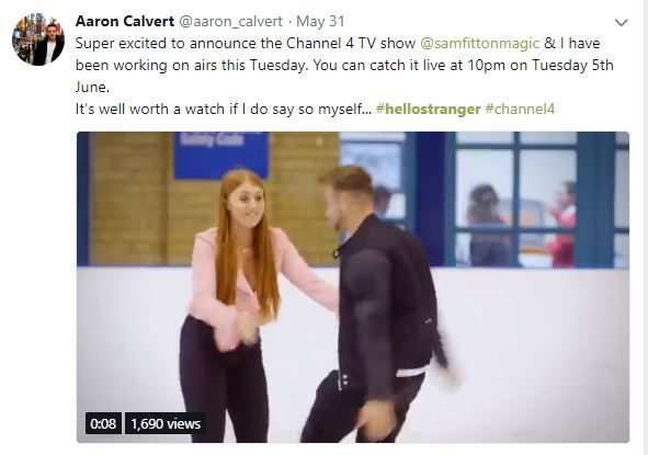 aaron calvert hypnotist tweet about hello stranger picture