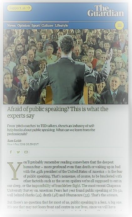 Guardian article on Fear of Public speaking
