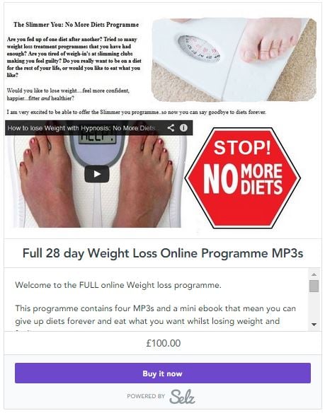 selz weight loss &pound;100 snapshot