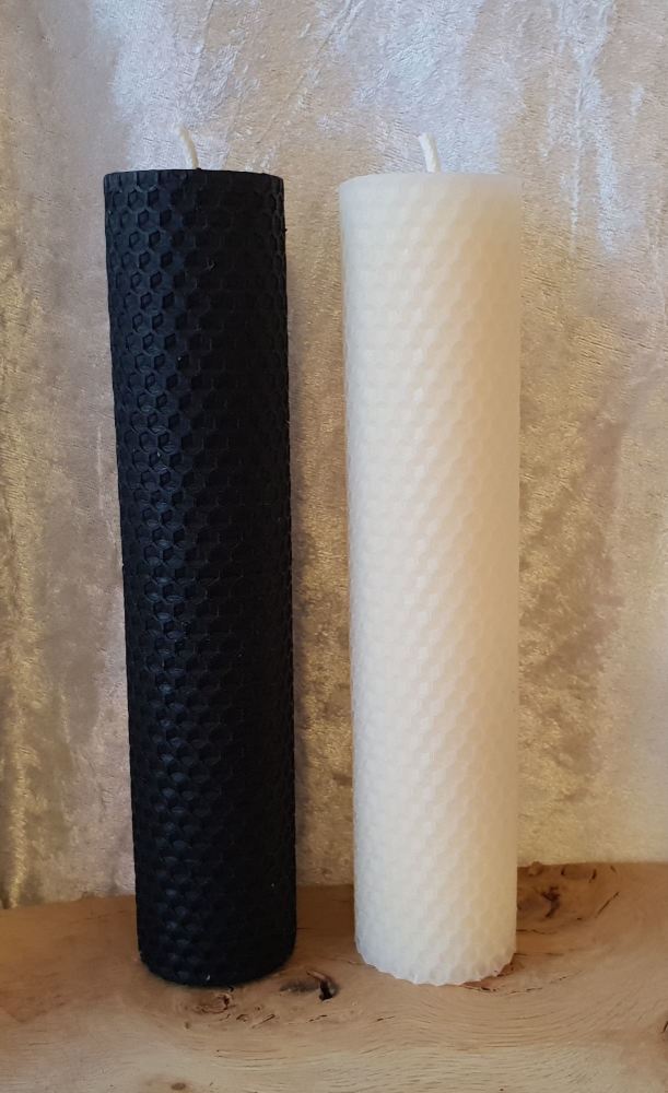 Beeswax LARGE Pillar Candles ~ Altar Candles, Working Candles, Black or White