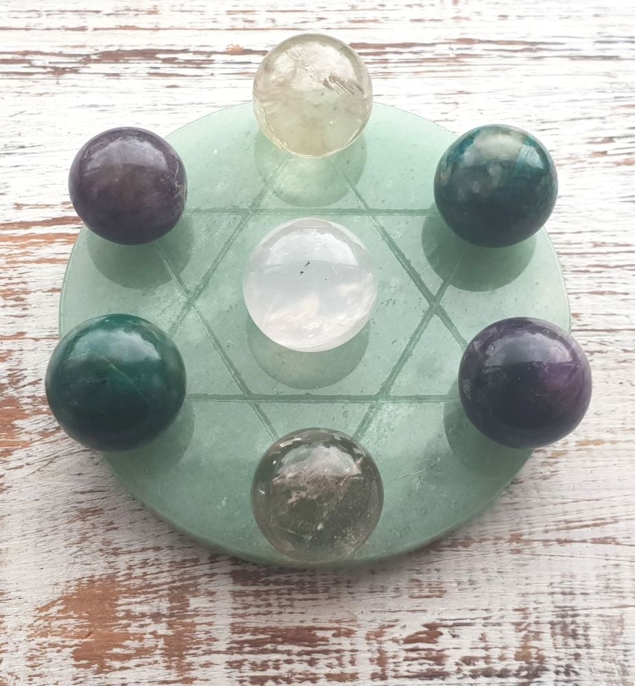 Healing, Love and Protection Grid Plate and Spheres (Aventurine, Rose Quart