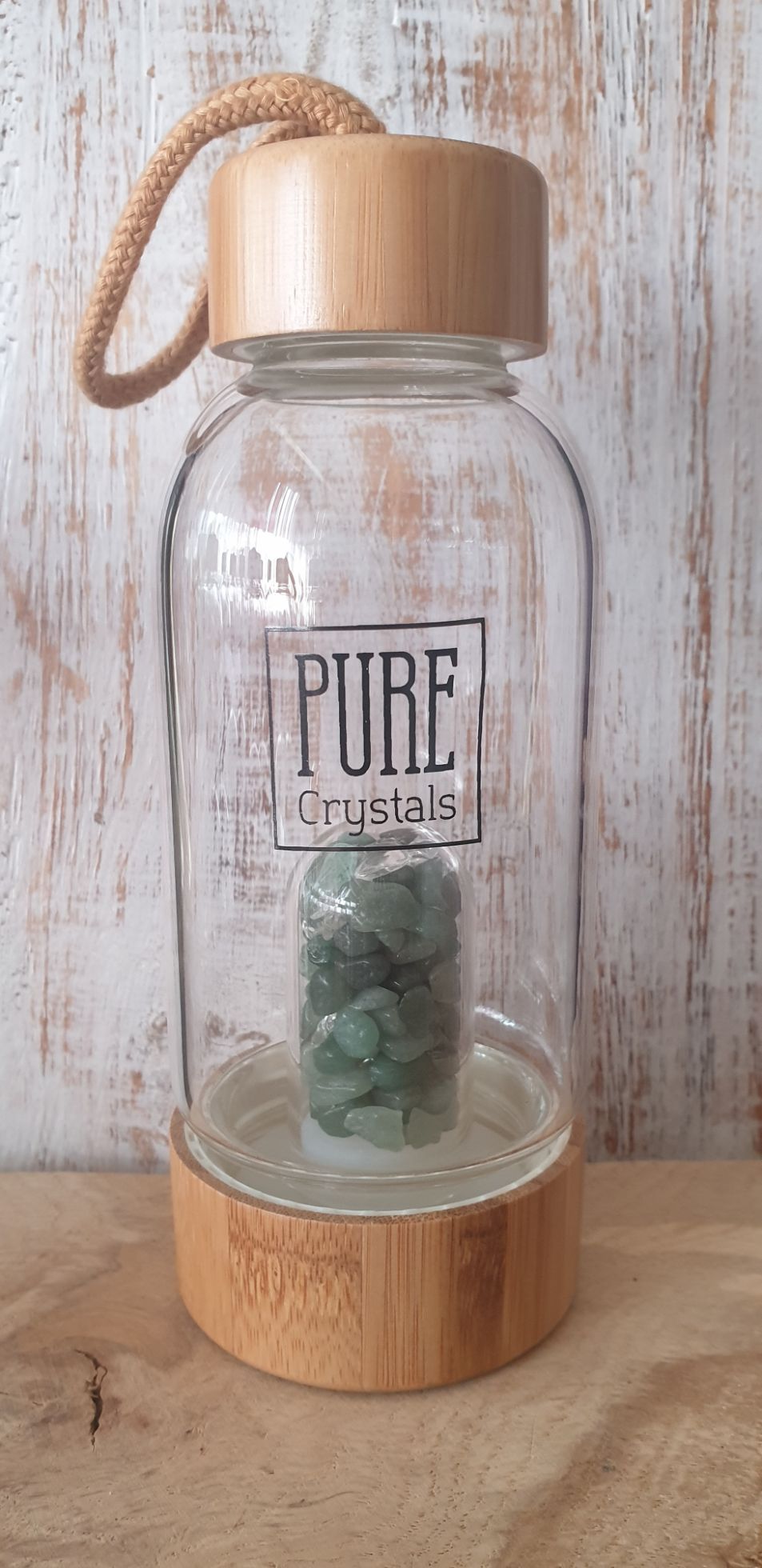 Crystal Infusion Water Bottle With Pod ~ GREEN AVENTURINE ~