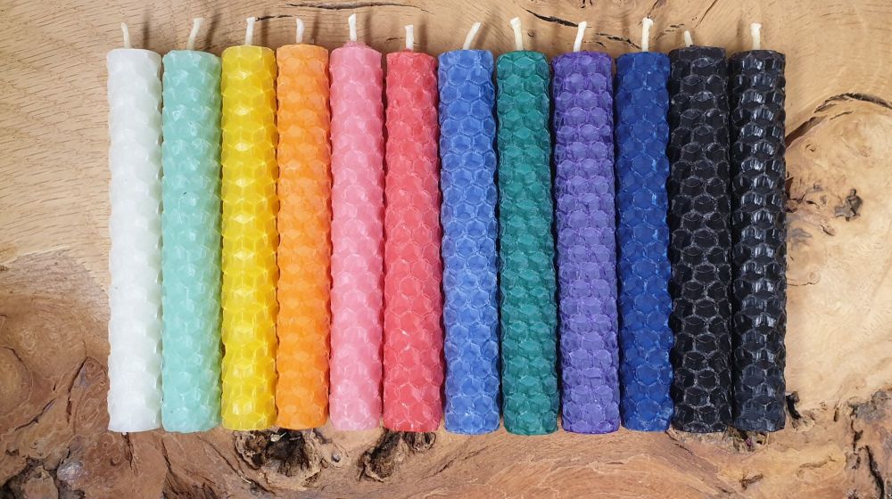 10cm Beeswax Spell Candles ~ You Choose ~ Red, Yellow, Green, Blue, Purple, Pink, Black, Orange