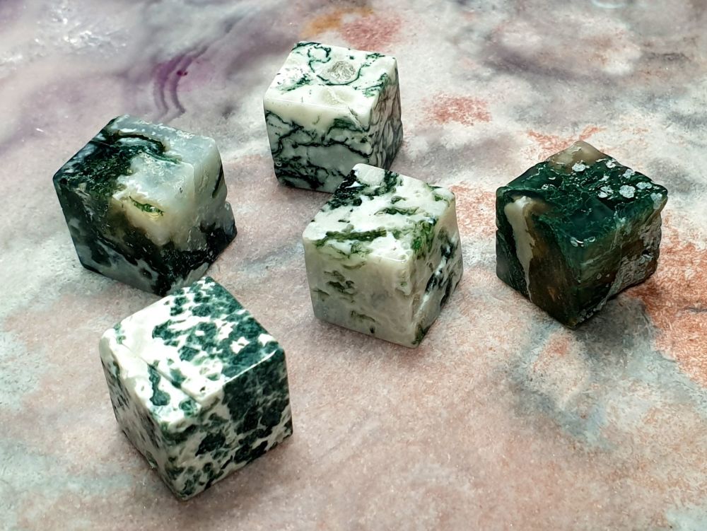 Green Moss Agate Cube