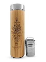 NAMASTE Bamboo & Stainless Steal Hot/Cold Tea, Crystal and Water Infusion Bottle 500ml