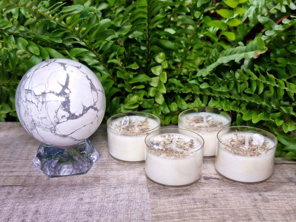 Howlite Sphere with Serenity Tealights
