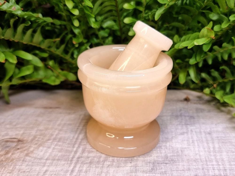 Yellow Calcite Mortar and Pestle