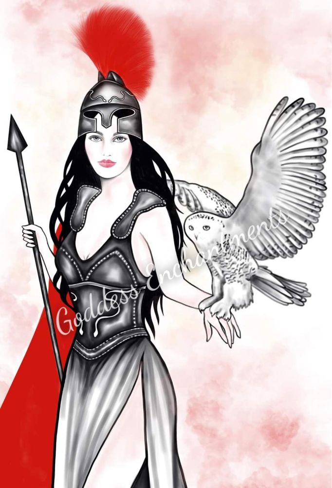 Goddess Athena A4 Giclee Art Print and Book Of Shadows Page -  Exclusive GE Art
