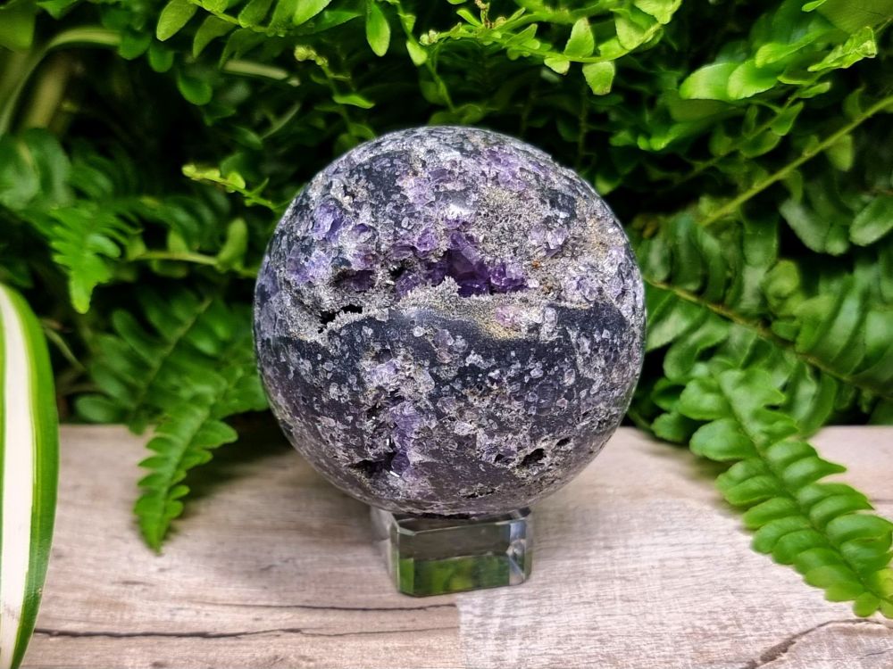 Sphalerite Amethyst Druzy Sphere (3)