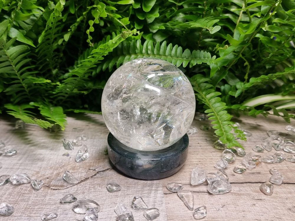 Green Moss Agate Sphere Stand