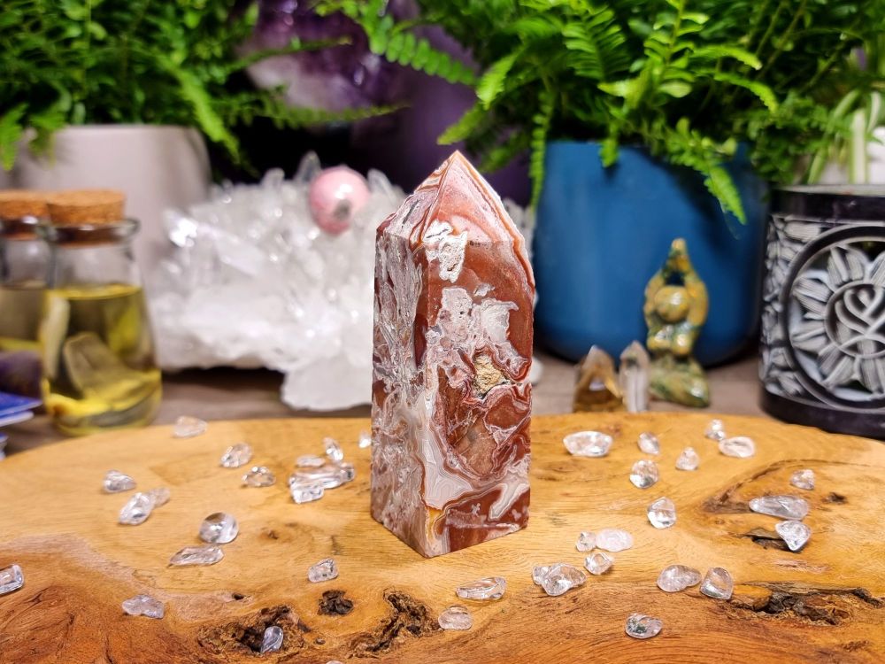 Red Mexican Crazy Lace Agate Tower - Relax and Reconnect