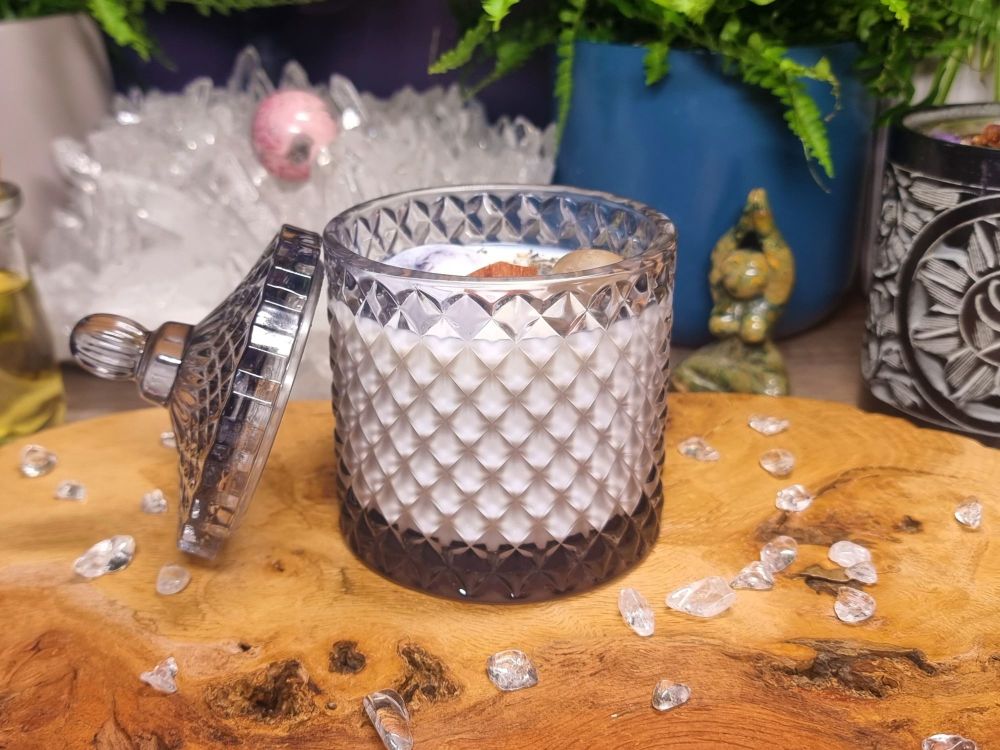Crystal Candle - SMOKEY QUARTZ - Infused With Magick For Your Ritual and Sacred Space