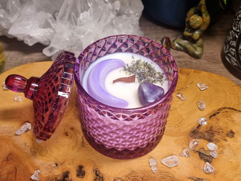 Crystal Candle - AMETHYST - Infused With Magick For Your Ritual and Sacred Space