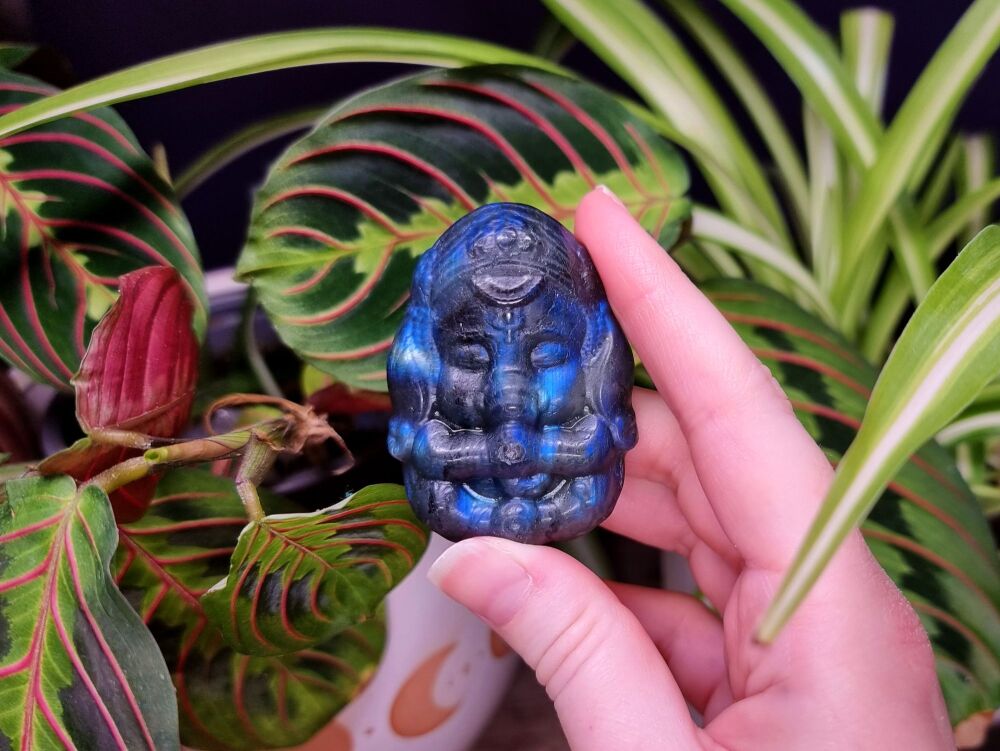 Labradorite Hand Carved Lord Ganesha - Remover Of Obstacles