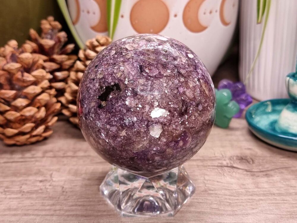 Mixed Mica Sphere - Purple/Gold/Green/Black - Balance & Heal Mind, Body and Spirit