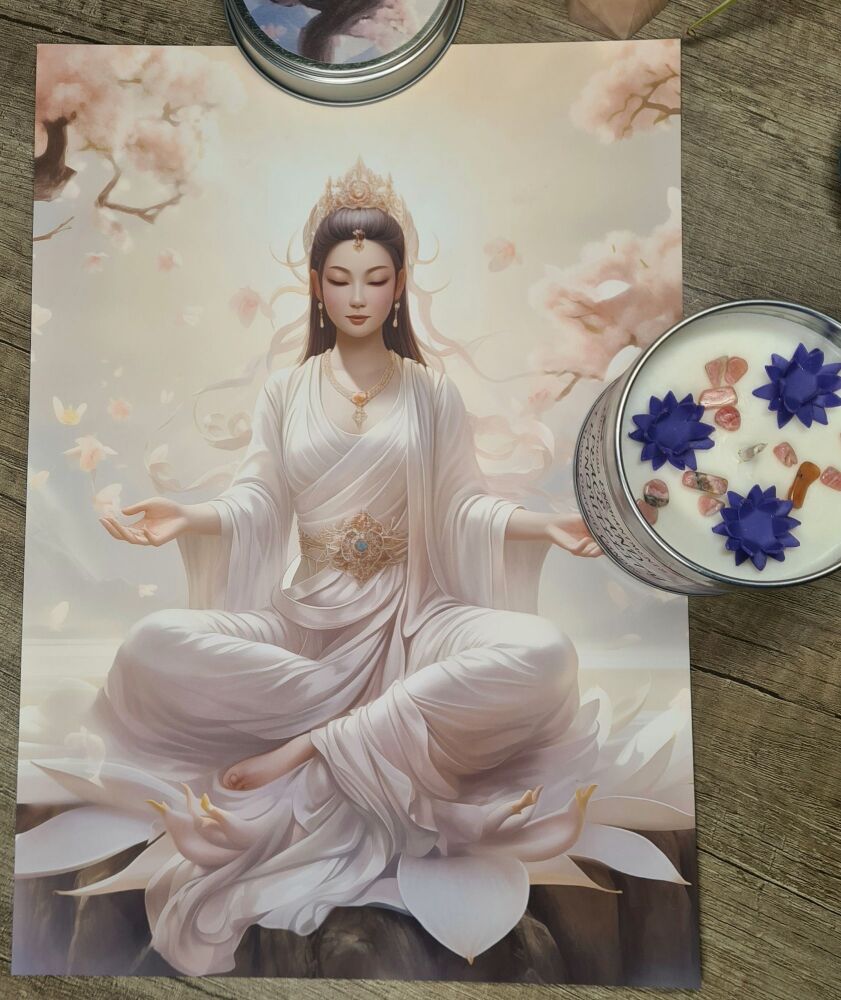 November Members Item - Quan Yin Print and Peace & Tranquility Candle