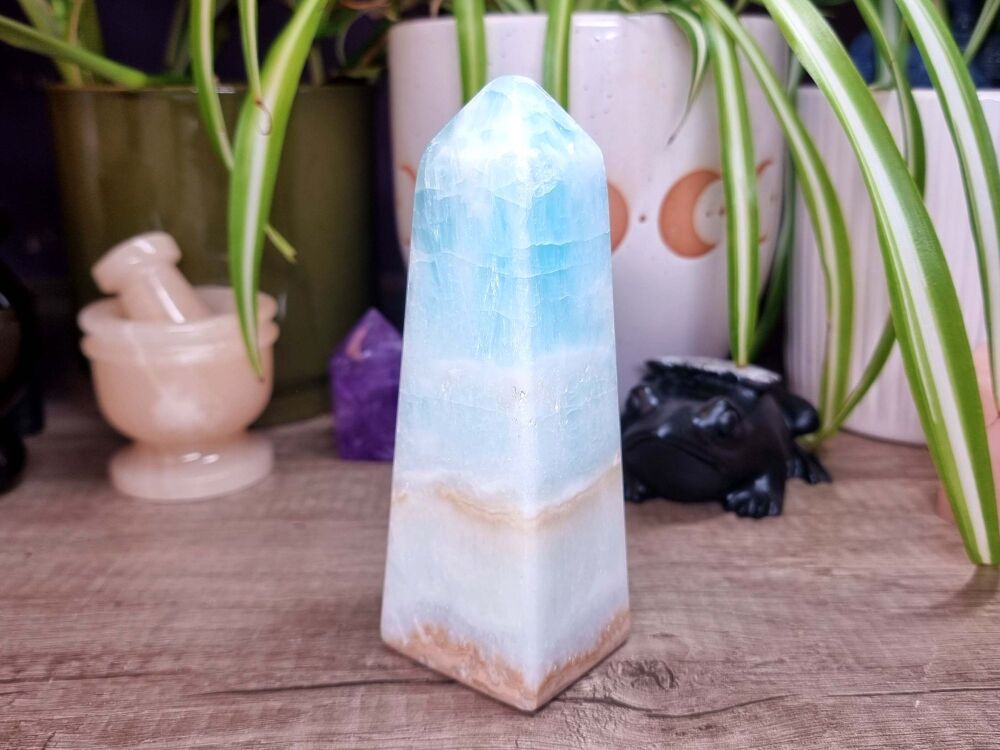 Caribbean Blue Calcite Obelisk - MISFIT