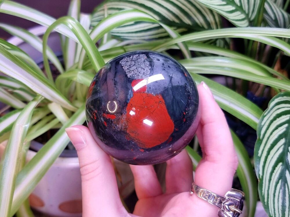 African Bloodstone Sphere (2) - Wellness and Psychic Protection
