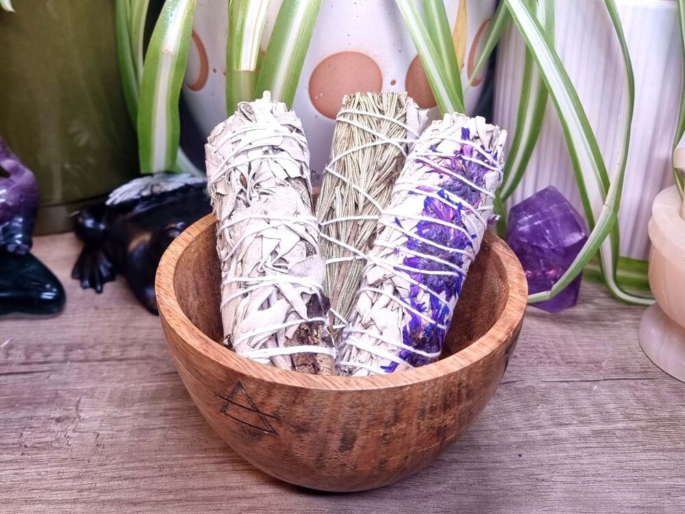 MEMBERS ONLY - February Witches Circle Item - Four Element Bowl and Smudge Ritual Cleansing Set
