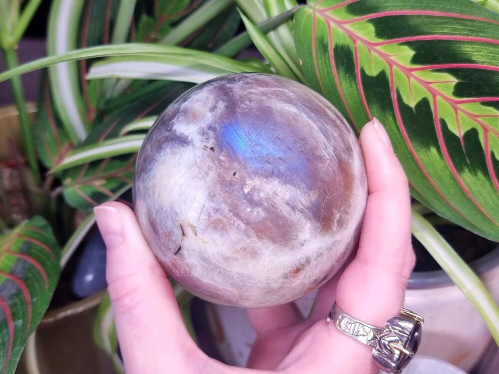 High Grade Moonstone Sunstone Sphere – Divine Masculine and Feminine