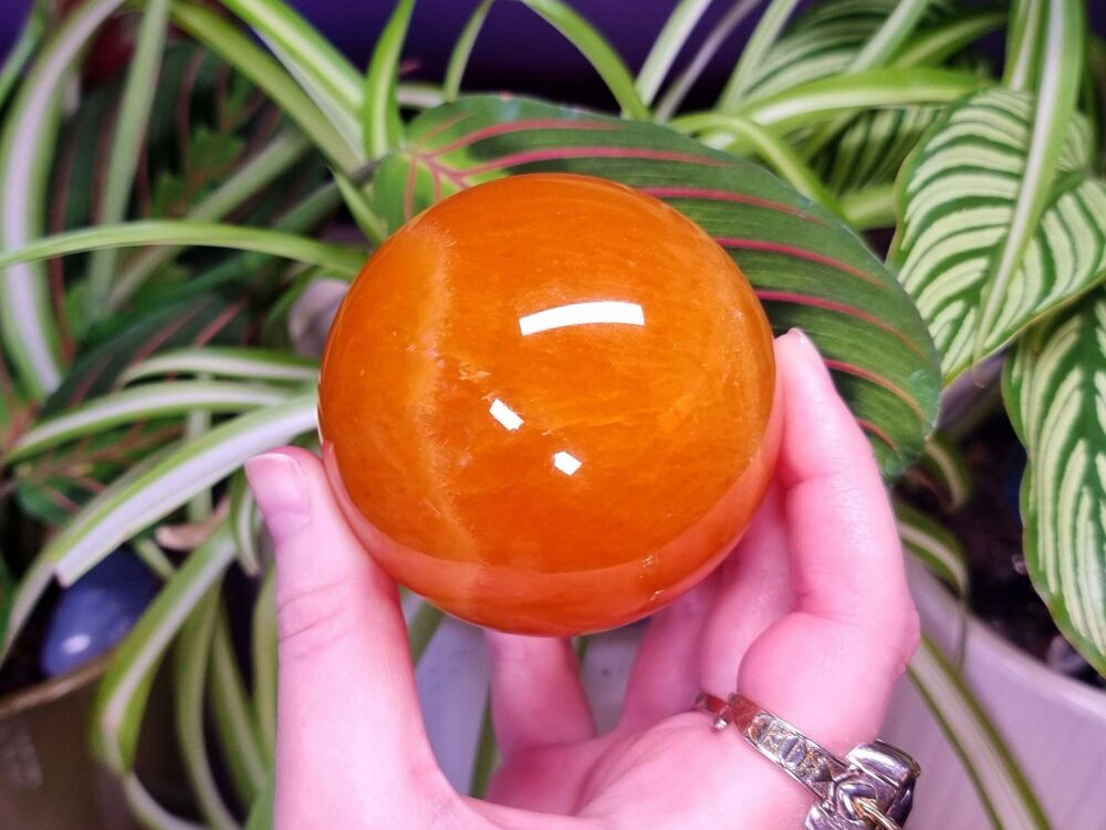 Orange Calcite Sphere (2) - Abundance and Happiness