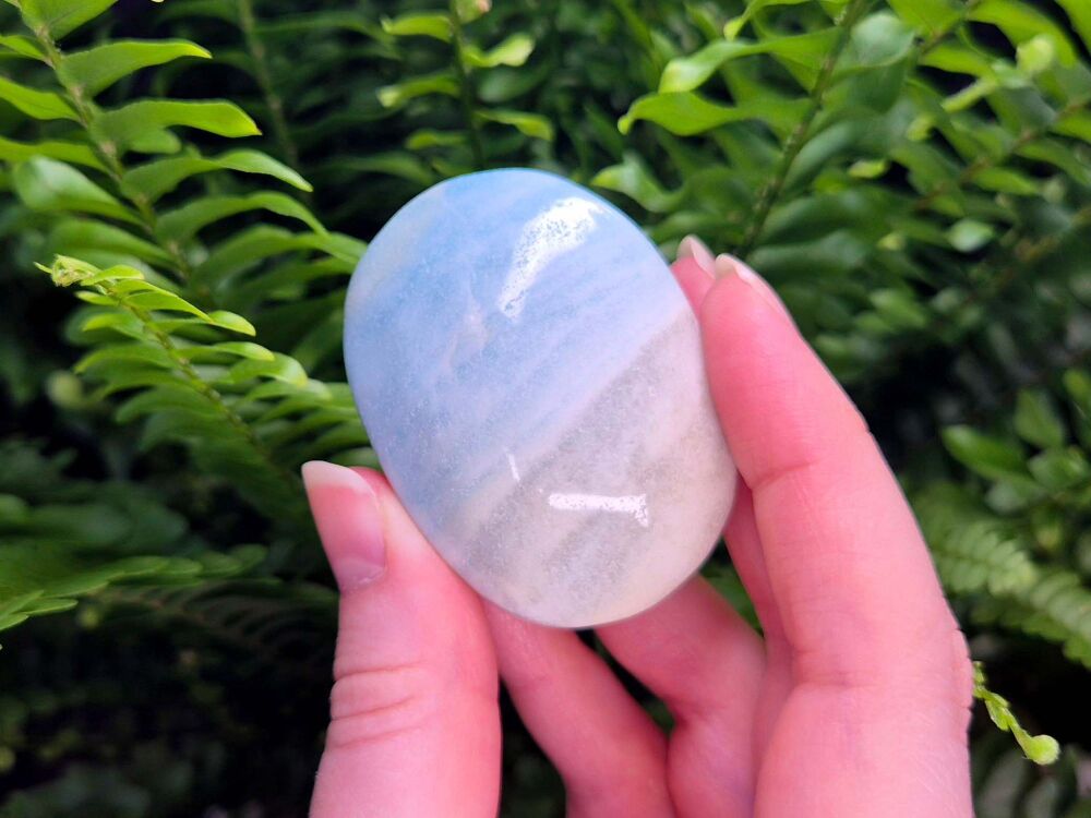 Caribbean Blue Calcite Palmstone (2) - Serenity and Intuition