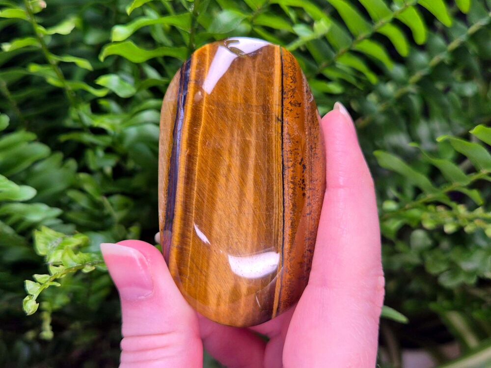 Tigers Eye Palmstone (2) - Strength and Courage