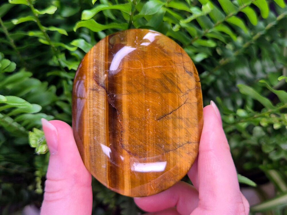 Tigers Eye Palmstone (3) - Strength and Courage