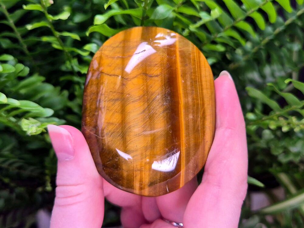Tigers Eye Palmstone (3) - Strength and Courage